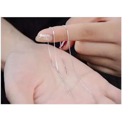 Boutique NEW Long 925 Sterling Silver Threader Stick Dangle Women's Earrings, 15cm