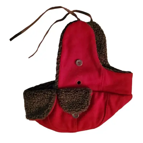 Gap Red Plaid Trapper Hat S/M UNISEX Men Women Leather Tie VTG 2007 Y2K 2K EUC