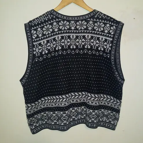 Vintage JK America Fair Isle Sweater Vest-Size 14/16-Nordic-Button Up-Boxy-