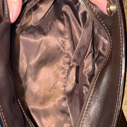 Unique Cromia Leather Bronze and Brown Shoulder Bag Gold