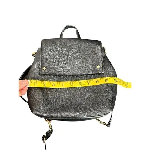 A New Day  black faux leather convertible backpack Leather snap closure mini back