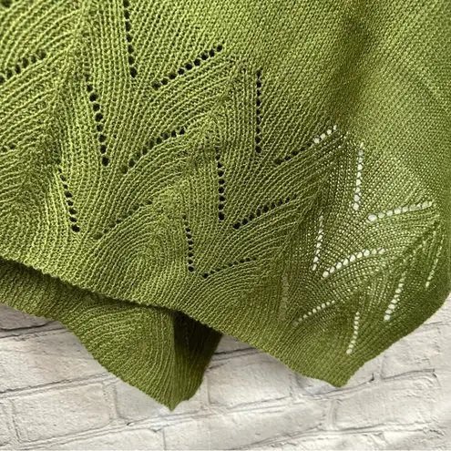 Wonderly Women’s Pointelle Knit Topper Poncho Mock Neck Olive Green One Size NWT