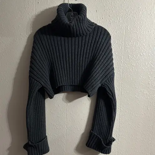 Goodnight Macaroon Black Cowl Neck Crop Sweater