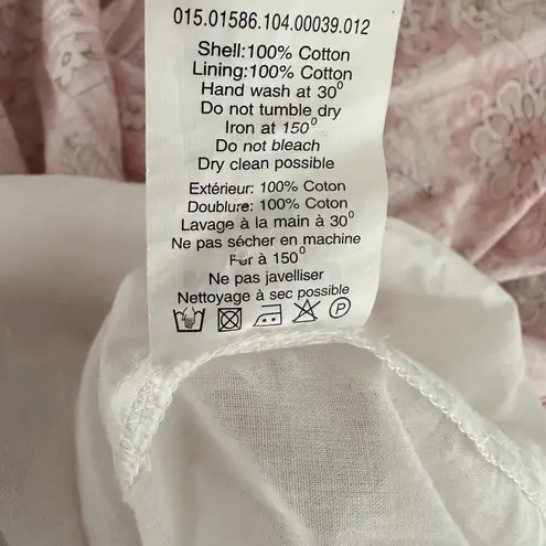 RIXO Joanie Pink Paisley Midi Light Floral Ruffle Dress Size Medium US 8 UK 12