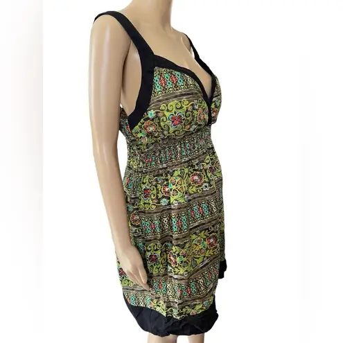 Cato  Boho Hippie Indie Eclectic Distressed Earthy Floral Geometric Mini Dress