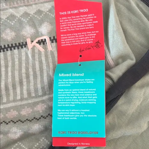 Kari Traa PERLE LS Green Patterned Women's Baselayer NWT Size M