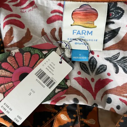 Farm Rio NEW Anthro Long Sleeve Button Front V-Neck Peasant Blouse Size Small