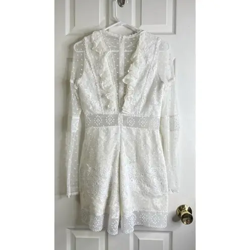 Alexis  Luisa Long-Sleeve Ruffle Lace Romper Size Medium