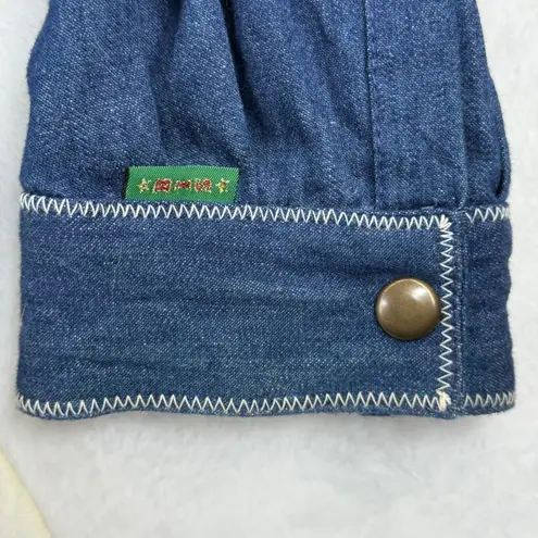 Vintage Gene Ewing BIS Denim Jacket Tie Dye Eyelet Made In USA Womens Blue