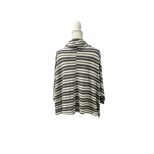 Andree by Unit Black Off White Striped Cowl Neck Crop Lightweight Sweater M