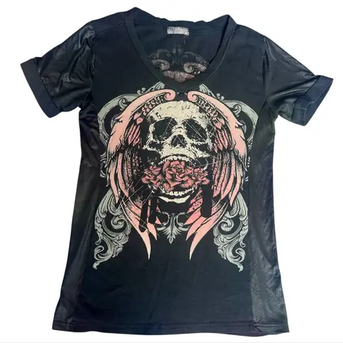 Y2K Bling Los Angeles Bus Top Gothic Grunge Tee! Black