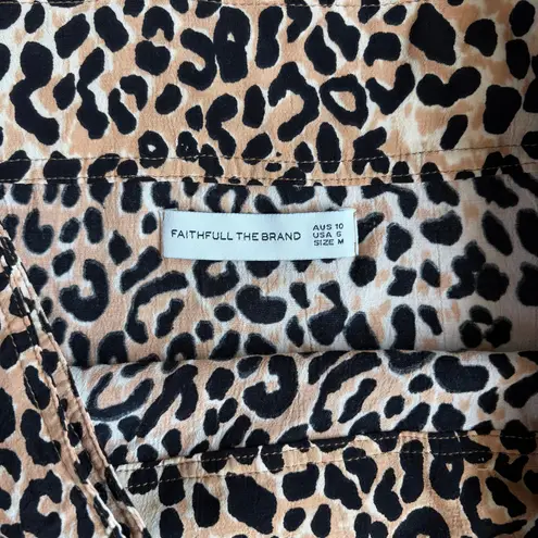 Faithfull Valois Brown Leopard Print Midi Wrap Skirt Size M Size M