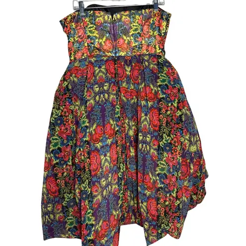 Anna Sui Kaleidoscope Fitted Strapless Bubble Dress Multicolor Size 10
