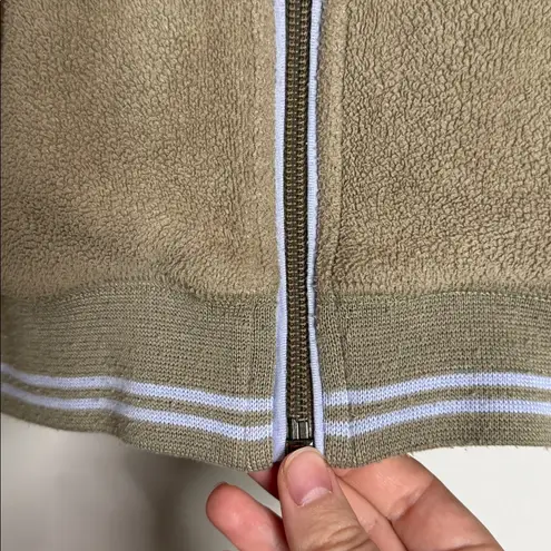 Horny Toad Toad & Co Tan/Khaki Hooded Full Zip Fleece Plush Hoodie size L