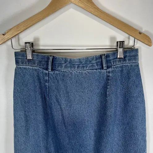 British Khaki Y2K Vtg 90s BRITISH KHAKI ROBERT LIGHTON Long Pencil Blue Denim Jean Skirt Sz 8