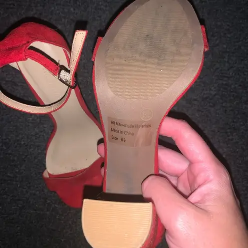 ⭐️Red Open Toe Ankle Strap High Heels 6.5 Red