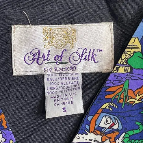 Vtg Art Of Silk Disney Vest Women's S Multicolor Mickey Mouse Goofy Donald Duck Blue