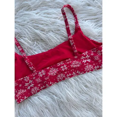 SKIMS Fits Everybody Scoop Bralette Red Snowflake Fair Isle Size XL - Image 7