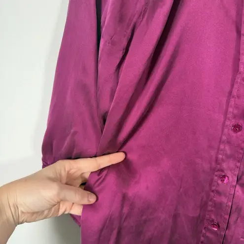 L'Agence Purple 100% Silk Button Up Blouse 3/4 Sleeve Career FLAW Womens Medium - Image 5