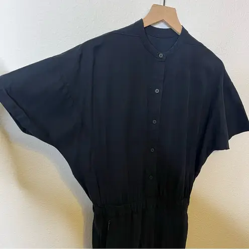 Lululemon  Black Button Front Utility Jumpsuit Smocked Short Sleeve Womens Size 6