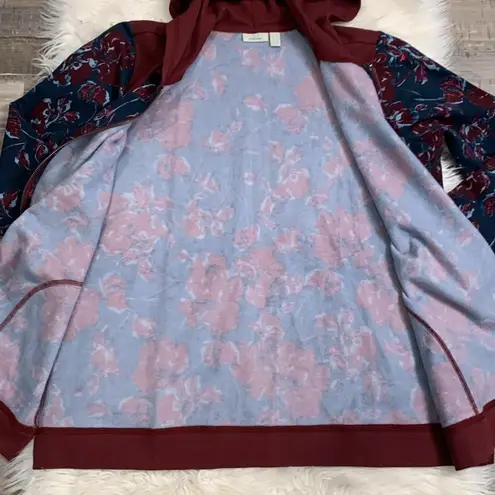 LOGO By Lori Goldstein LOGO Lounge Lori Goldstein floral zip front hooded sweatshirt jacket NWOT