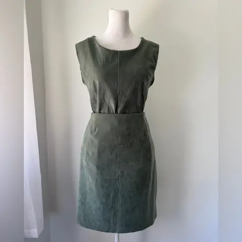 Vintage ‘90s Anna USA Deep Moss Green Sleeveless Blouse + Knee Length Skirt Set Size XL