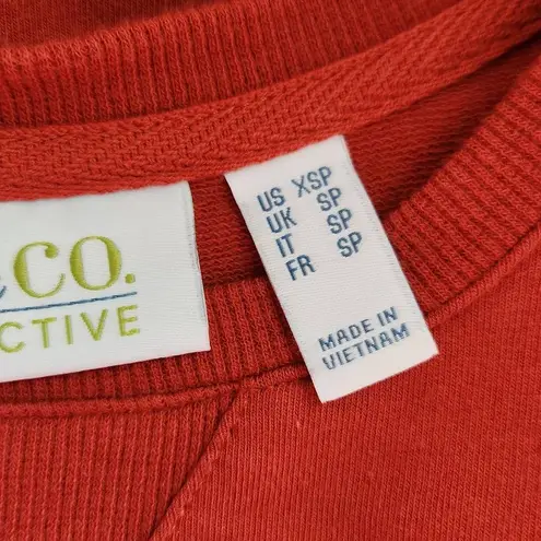 D&Co. Active Terry Tunic in Spice Red Size XS Petite Red Sweatshirt Pullover