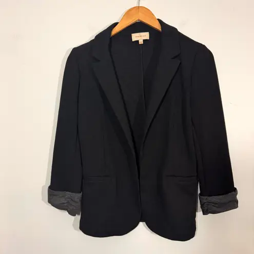 Skies Are Blue Asa Knit Black Cuffed Sleeve Open Blazer