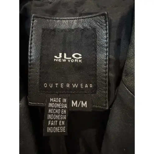 Y2K JLC New York Outerwear Button Up Leather Jacket Black Size M - Image 3
