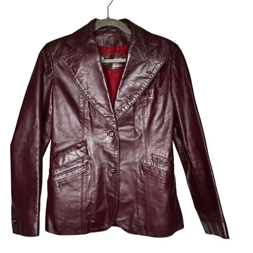 Etienne Aigner Burgundy Leather Blazer Jacket Women's Vintage 70s