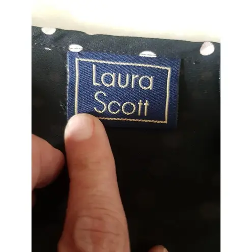 Laura Scott Dress Womens Sz 12 Polka Dots Rockabilly Pink Black Tied Midi Retro