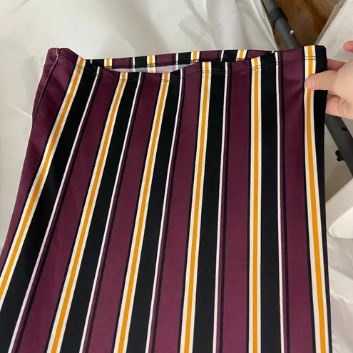 Ultra Flirt women's burgundy striped belted pull on flare stretch casual pants