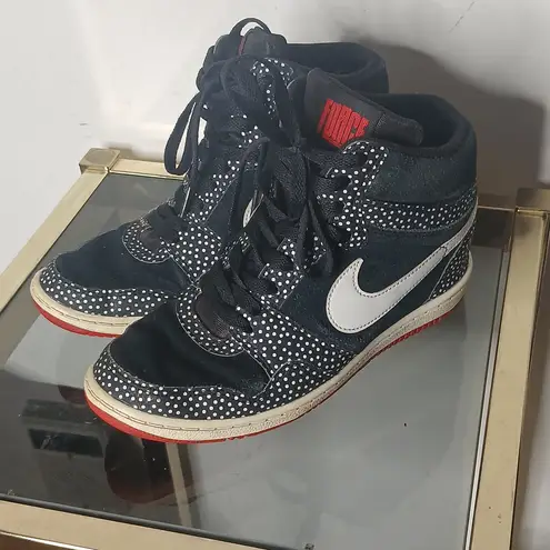 Nike Force Sky High Hidden Wedge Black And White Polka Dot Red Bottom Size 8 thumbnail 16