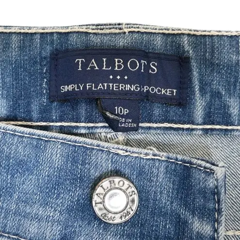 Talbots  Womens 10 Petite Simply Flattering 5 Pocket Cropped Embroidered Jean