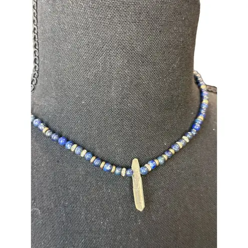 Ettika  Lapis Lazuli & Quartz Crystal adjustable  Choker Necklace  Blue Gold