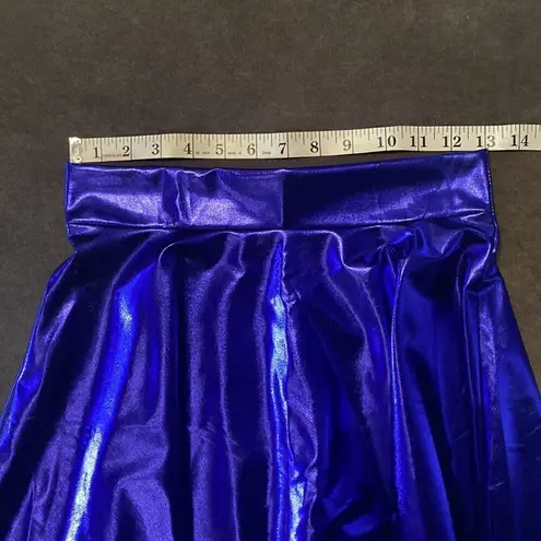 Women’s Shiny Blue Metallic Looking Flared Mini Skirt Size S