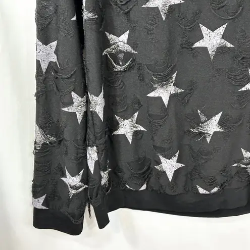 Roberto Cavalli XL Top Black Star Distressed Italy David Rose Grunge Goth 1416