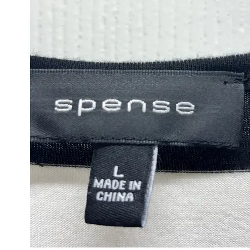 Spense Women's Size Large Black & White Striped Plunge V