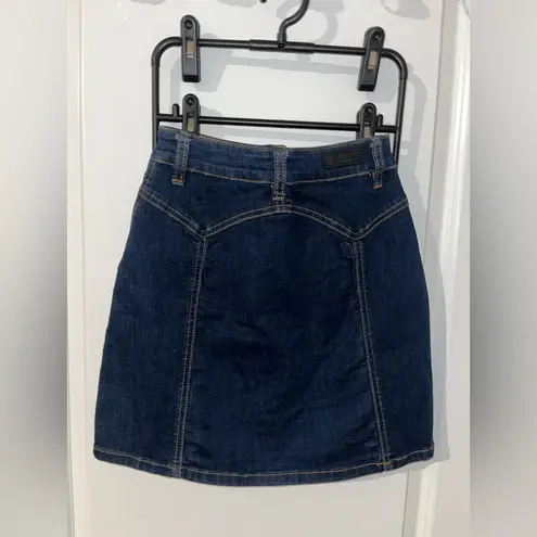 BLANK NYC Blue A-Line Jean Skirt Snap Buttons Rodeo Western Chic Cotton Rayon 24