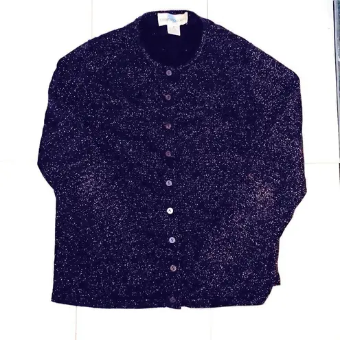 Bloomingdale’s black and gold wool blend knit cardigan sweater. Size Small.