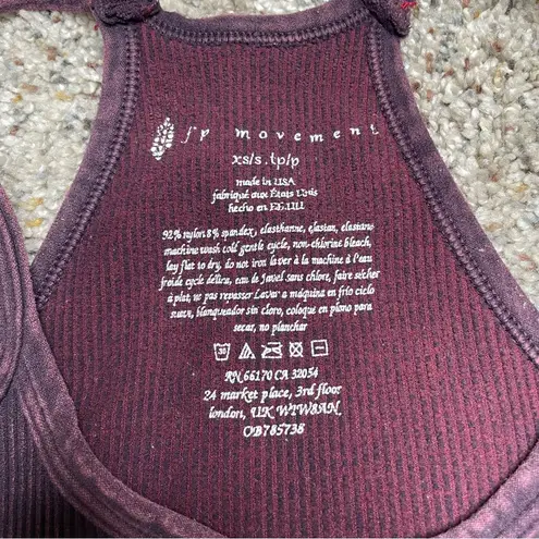 Free People Movement Happiness Runs Ribbed Crop Tank Top XS/S Purple Burgundy Size undefined