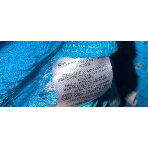 Loft  Boho Maxi Skirt Women's Medium Tiered Pull On Ruffled Paisley Blue Hippie