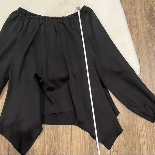 MICHAEL KORS Textured Pouf Off Shoulder Handkerchief Top Black Size S