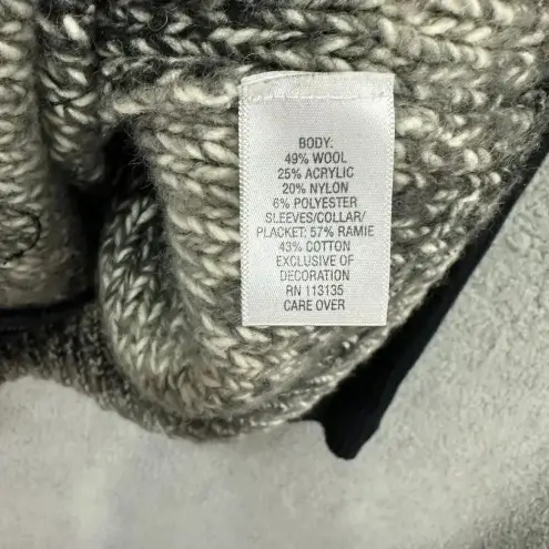 Breckenridge womens sweater Medium black embroidered wool blend full zipper