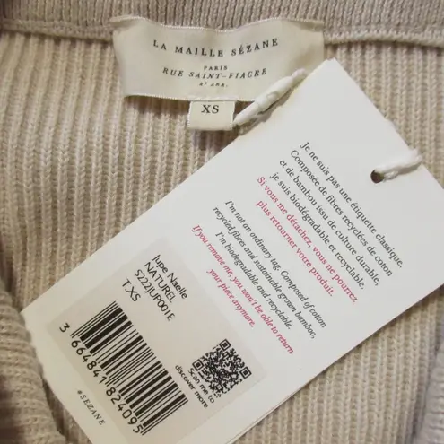 Sézane NWT Sezane Naelle in Natural Ribbed Merino Wool Cotton Midi Sweater Skirt XS
