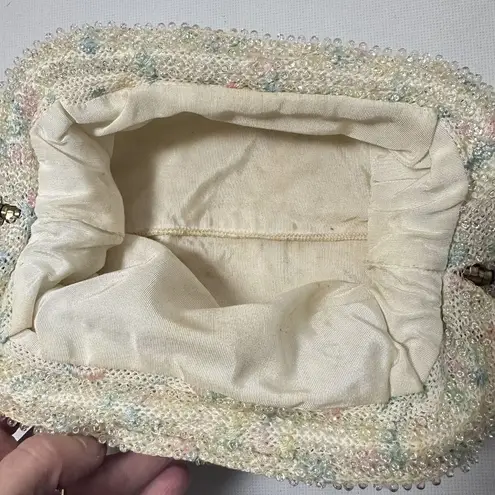 Corde Bead Bag Womens Confetti Clutch Cream Blue Green Pink USA Beaded Vintage