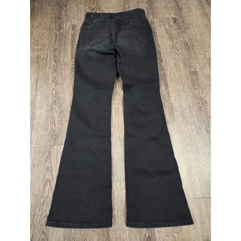American Eagle  Elastic Waist Pull on Jeans Black Flare Size 26 Small