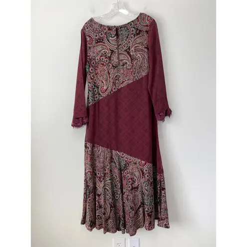 Soft Surroundings Aideen Maxi Dress Sz SP Mixed Print Paisley V-Neck Cottagecore