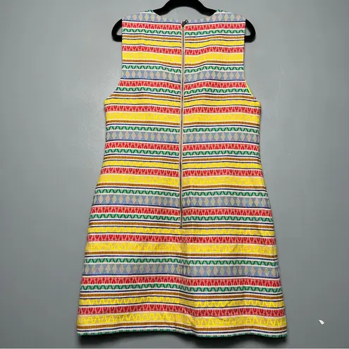 Alice + Olivia  Coley Shift Mini Dress Yellow Striped Sleeveless Womens Size 14