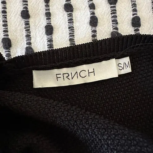 FRNCH | Black Pique Sweater V Neck Full-seat Bodysuit | Sz Medium / Large